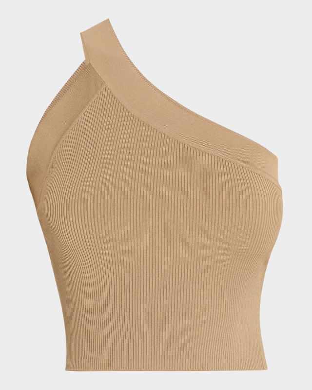 Fethy Ribbed One-Shoulder Top
